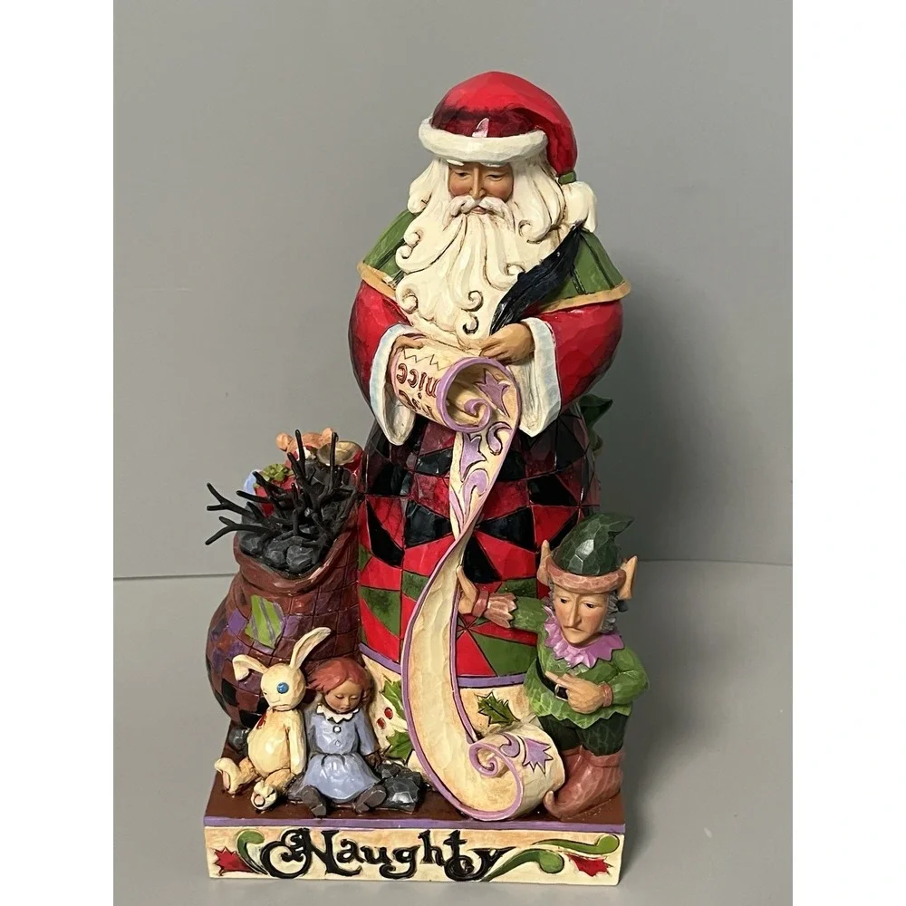 Jim Shore -Checking It Twice- 2 Sided Figurine Naughty Nice Santa Christmas 10